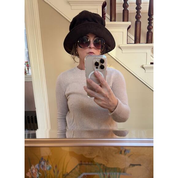 Eric Javits Wide Brim Hat Waterproof Suede Dark Brown - Picture 1 of 11